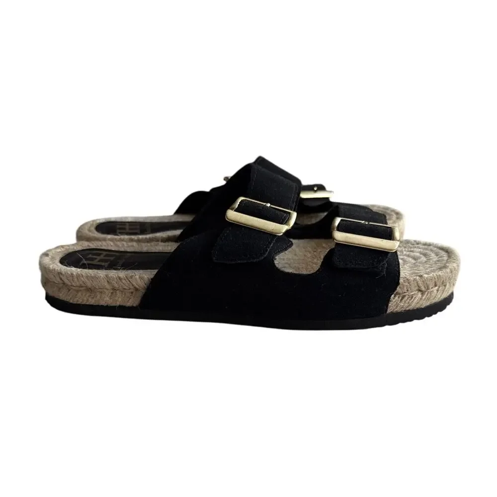 Haute Hippie Nikki Womens Slides Size 10 Black Leather Sandals NEW